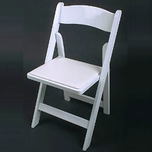 White Padded Resin Chairs for rent
